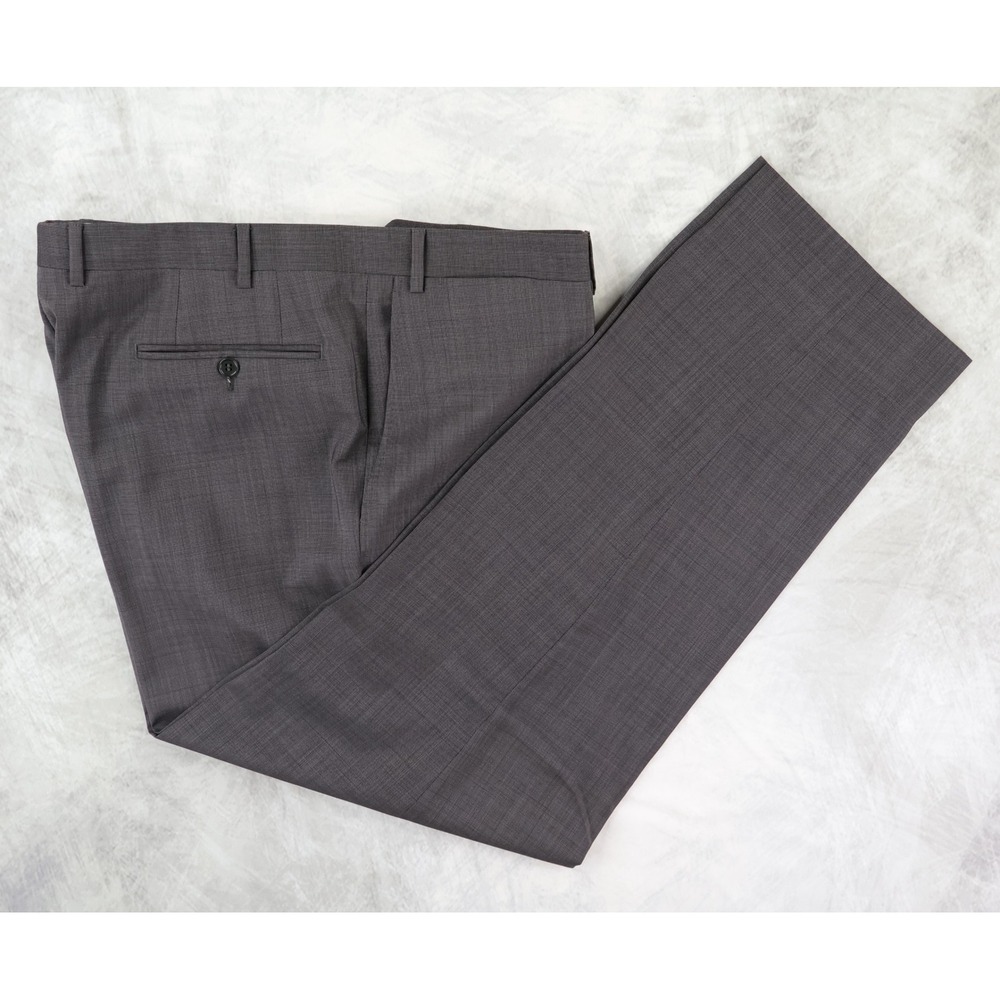 Canali 1934 Travel Wool Dress Pants Mens 40 (39x30) Gray Nailhead Flat Front